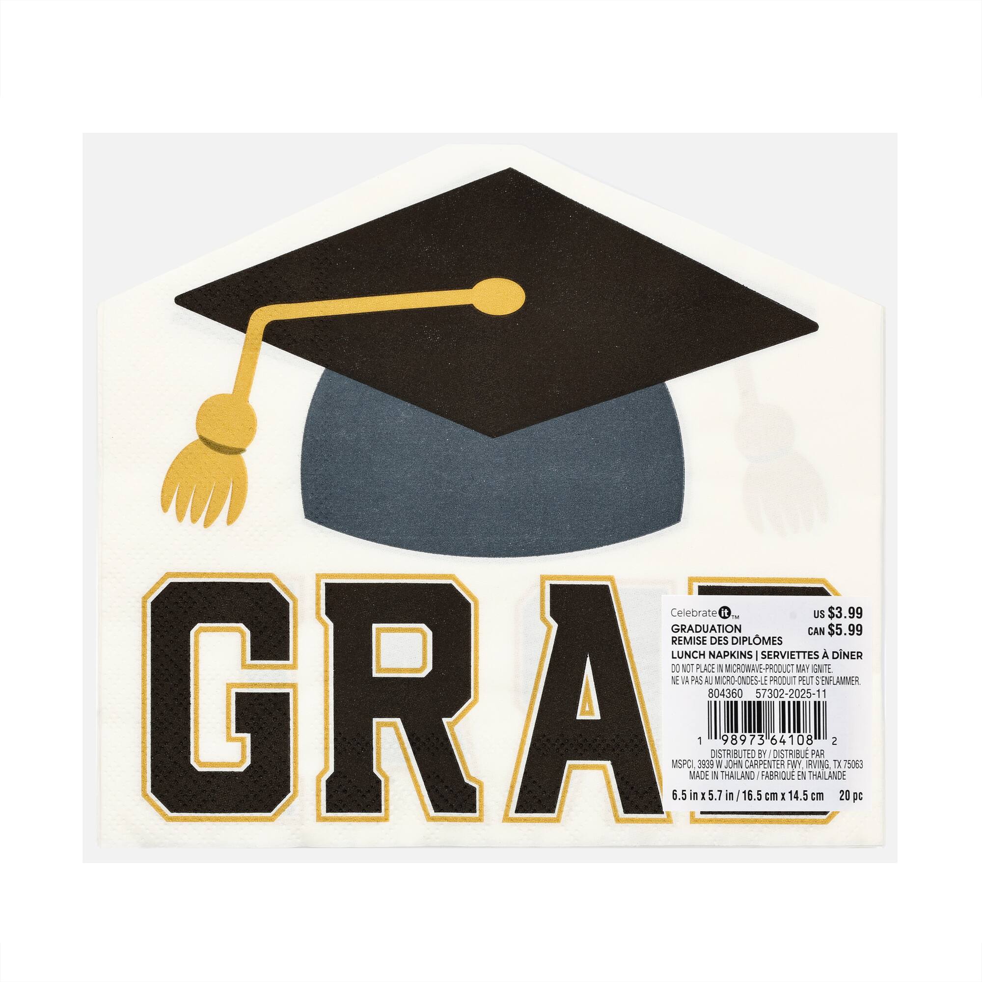Graduation Cap Shaped Lunch Napkins, 20ct. by Celebrate It™